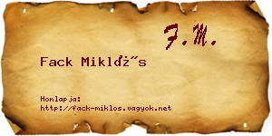Fack Miklós névjegykártya
